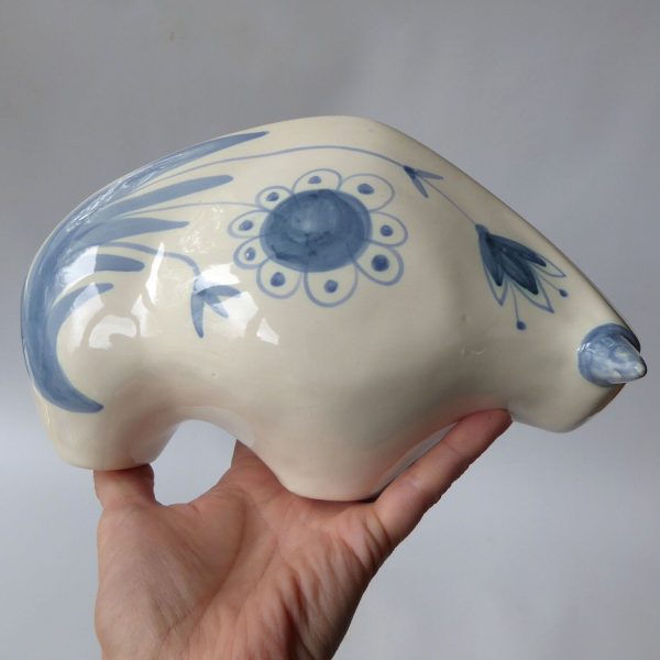 David Sharp Rye pottery bull bison figure 1970s mid century modernist retro blue - Image 9