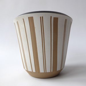 Denby Stoneware pottery plant pot holder, planter. Studio art, striped vintage