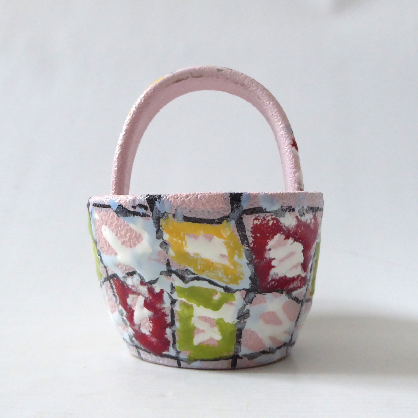 Fratelli Fanciullacci Vintage Italian art pottery basket vase, Mid Century Retro - Image 4
