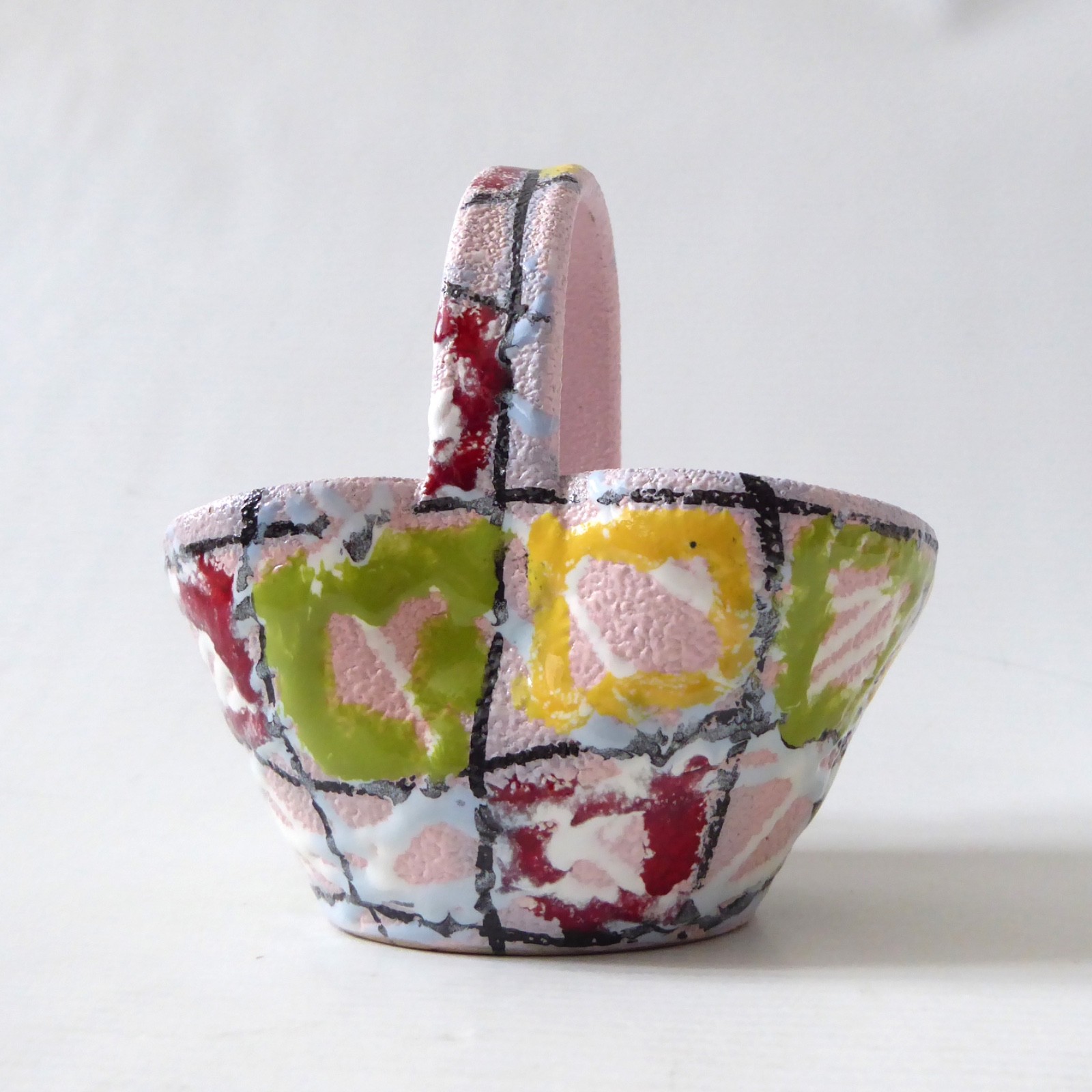 Fratelli Fanciullacci Vintage Italian art pottery basket vase, Mid Century Retro - Image 5