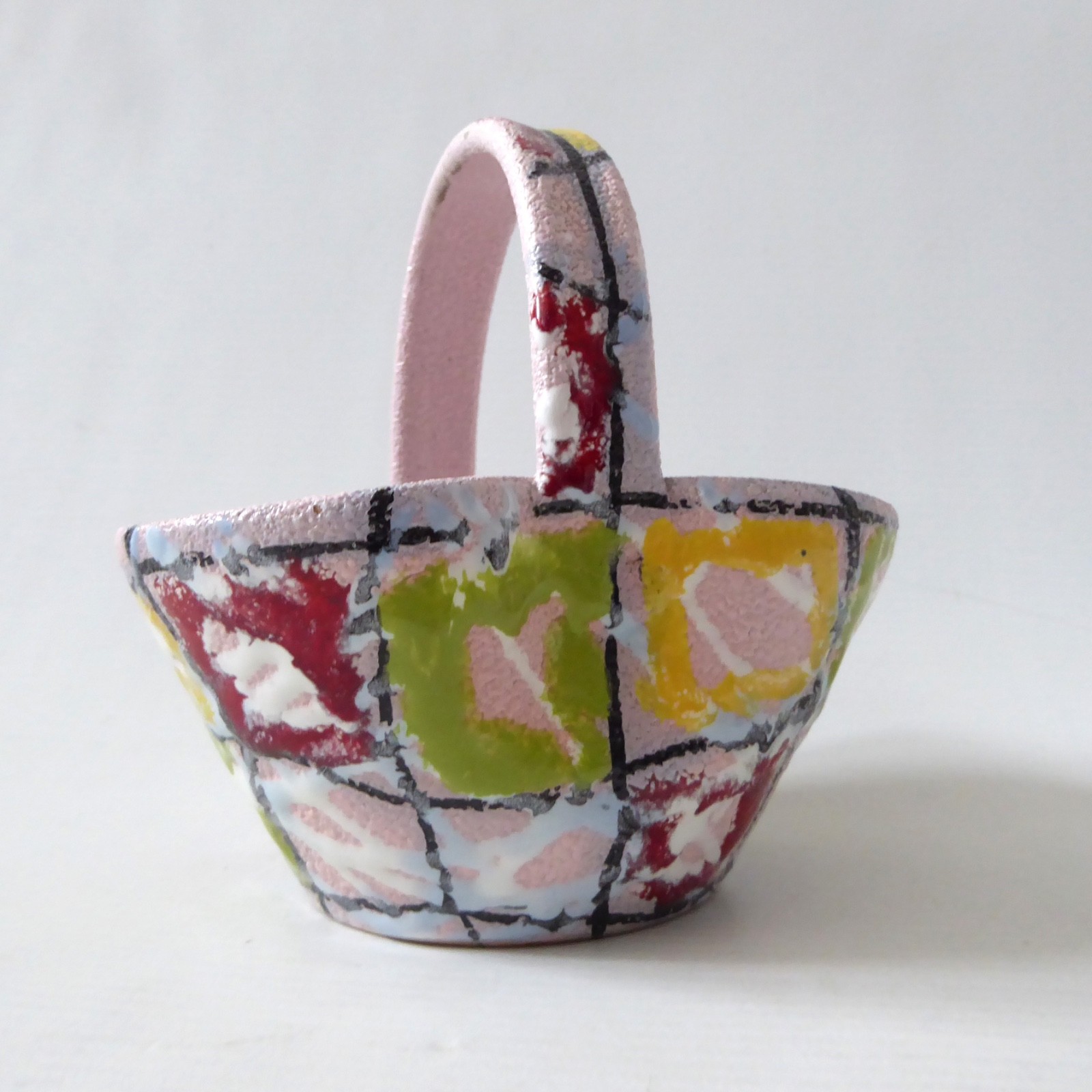 Fratelli Fanciullacci Vintage Italian art pottery basket vase, Mid Century Retro - Image 6