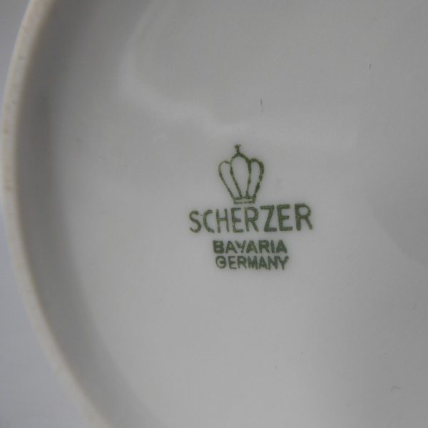 German porcelain 1980s vintage vase Scherzer Bavaria. Pastel trees, cylinder 735 - Image 11