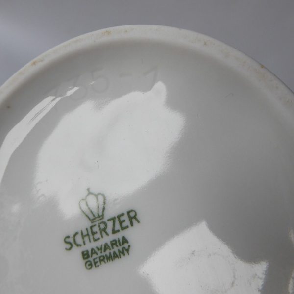 German porcelain 1980s vintage vase Scherzer Bavaria. Pastel trees, cylinder 735 - Image 12