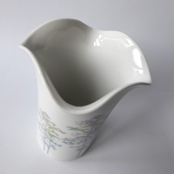 German porcelain 1980s vintage vase Scherzer Bavaria. Pastel trees, cylinder 735 - Image 8