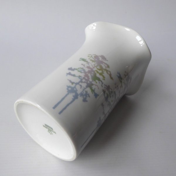 German porcelain 1980s vintage vase Scherzer Bavaria. Pastel trees, cylinder 735 - Image 10