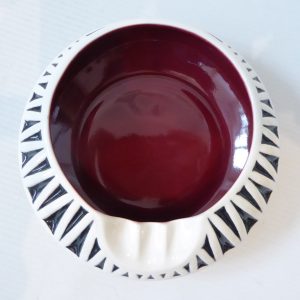Hornsea Crescent 235 ashtray, black white maroon. 1960-1961 ceramic bowl vintage