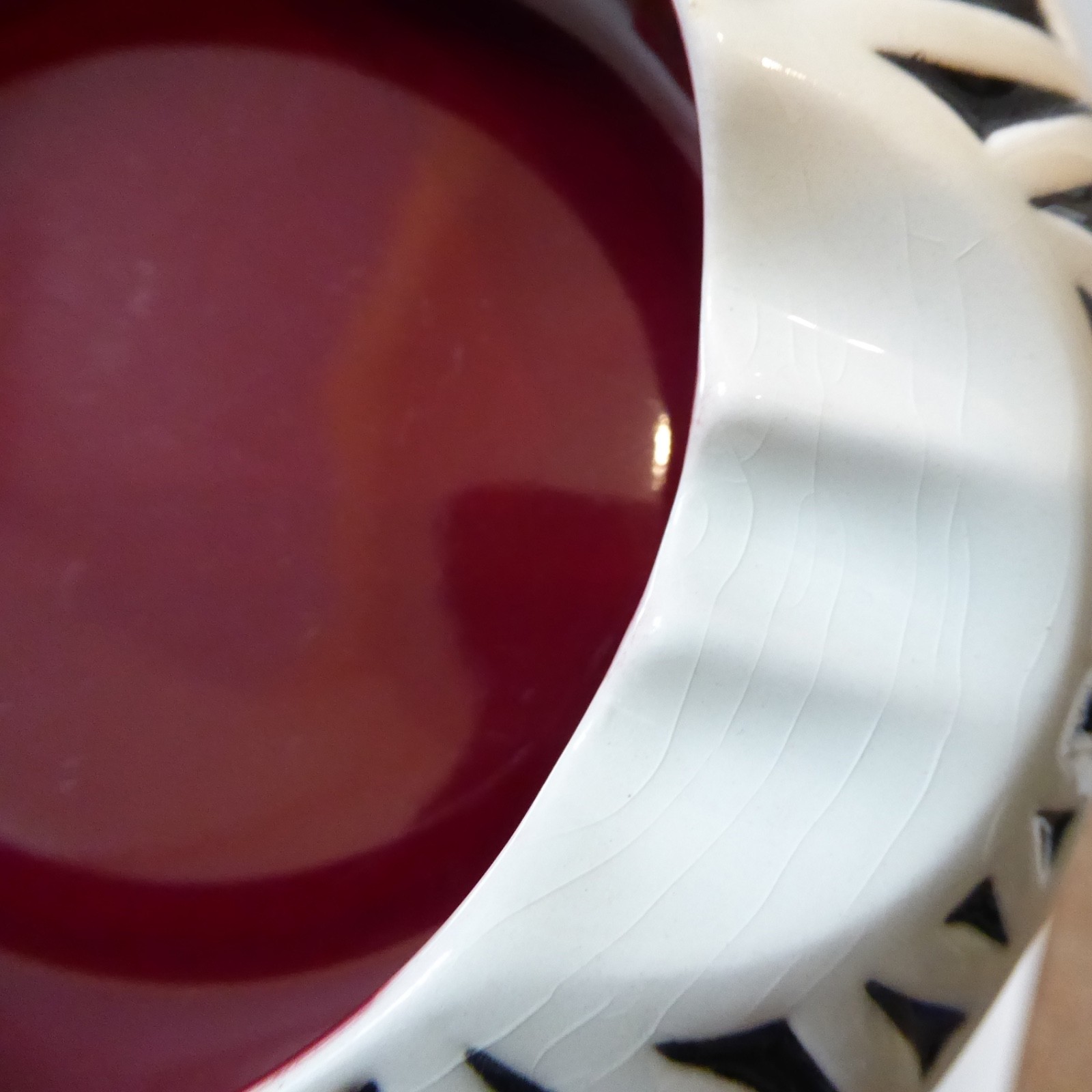 Hornsea Crescent 235 ashtray, black white maroon. 1960-1961 ceramic bowl vintage - Image 10