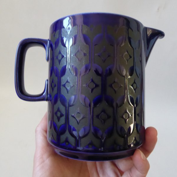 Hornsea Heirloom Midnight Blue large jug pitcher, 1970s retro vintage pottery - Image 3