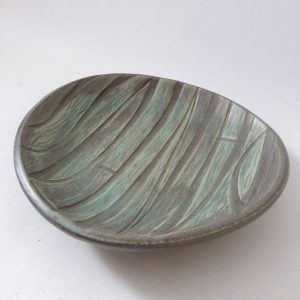 Humlebaek Keramik Denmark for Danfoss art pottery triangular pottery dish, HK