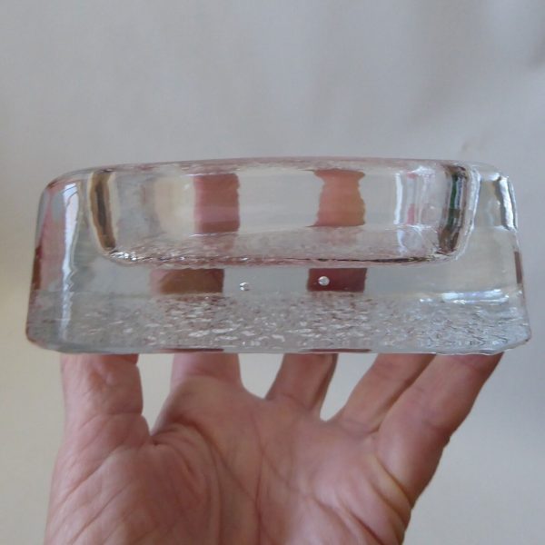 Iittala Finland Riite art glass dish Timo Sarpaneva square candle holder ashtray - Image 12
