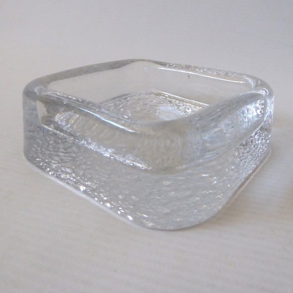 Iittala Finland Riite art glass dish Timo Sarpaneva square candle holder ashtray - Image 3