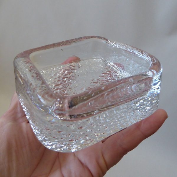 Iittala Finland Riite art glass dish Timo Sarpaneva square candle holder ashtray - Image 4
