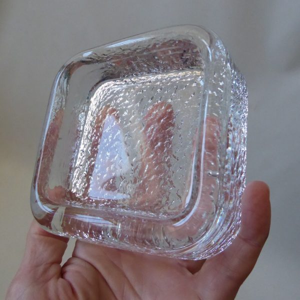 Iittala Finland Riite art glass dish Timo Sarpaneva square candle holder ashtray - Image 5