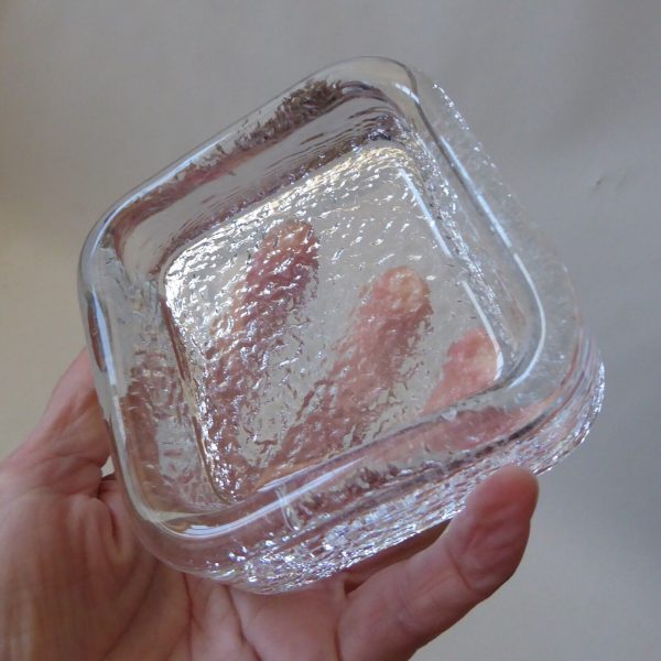 Iittala Finland Riite art glass dish Timo Sarpaneva square candle holder ashtray