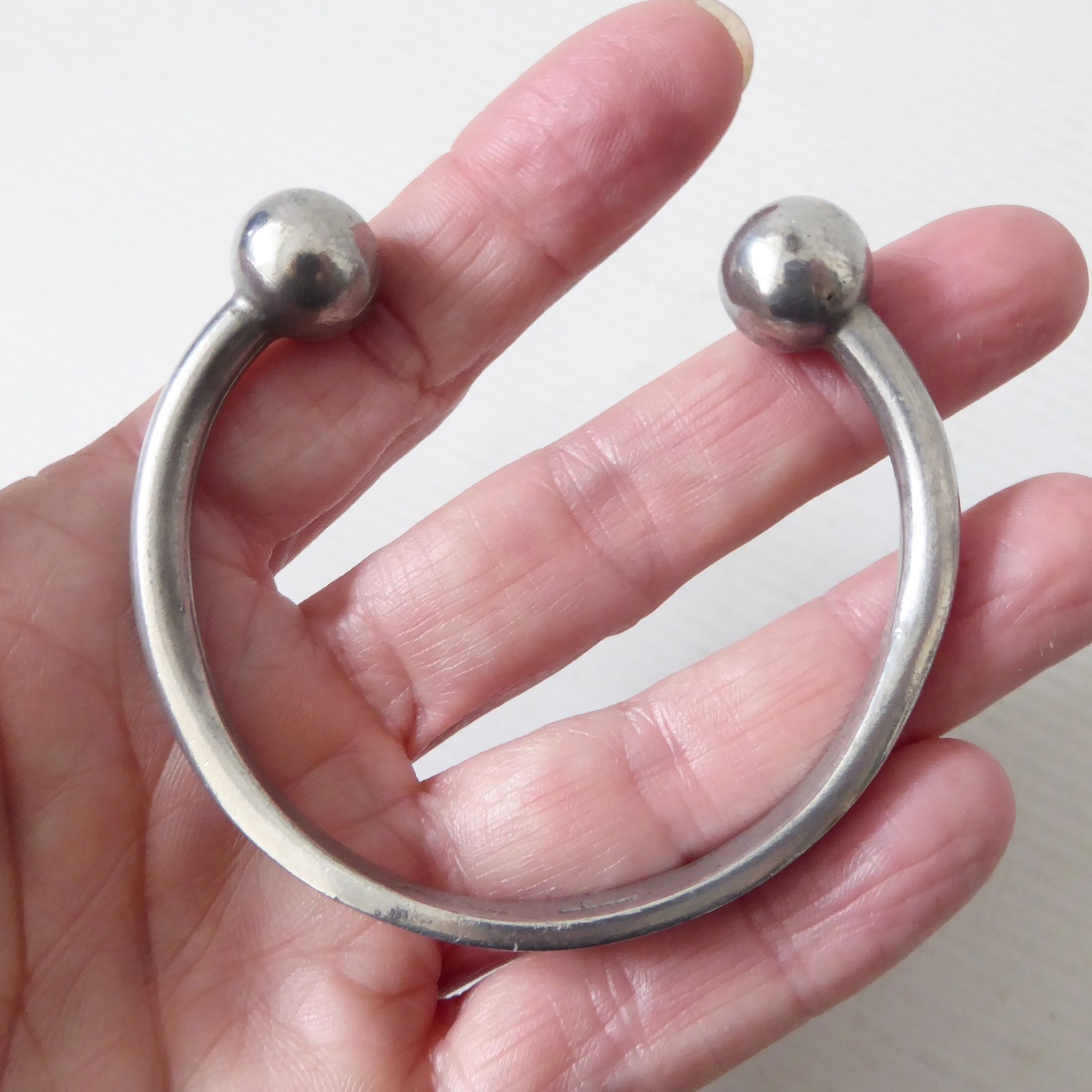 Jorgen Jensen Danish vintage pewter open adjustable bangle bracelet 210, MCM 50s - Image 9