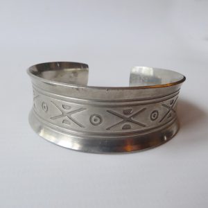 Jorgen Jensen Danish vintage pewter wide geometric open bangle bracelet #168