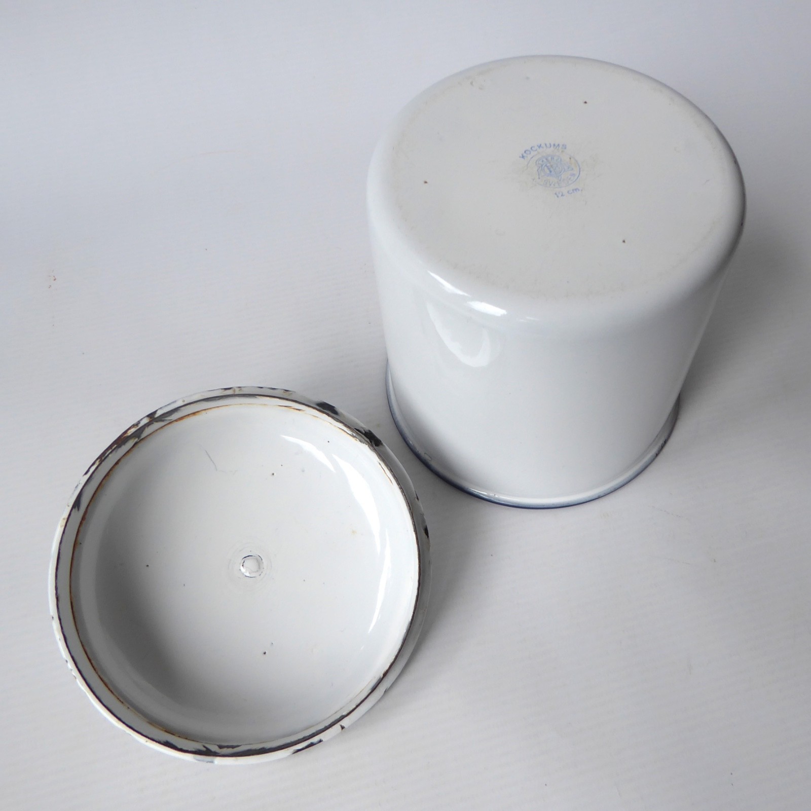 Kockums Sweden old enamel Sultanas kitchen storage pot tin canister container - Image 16