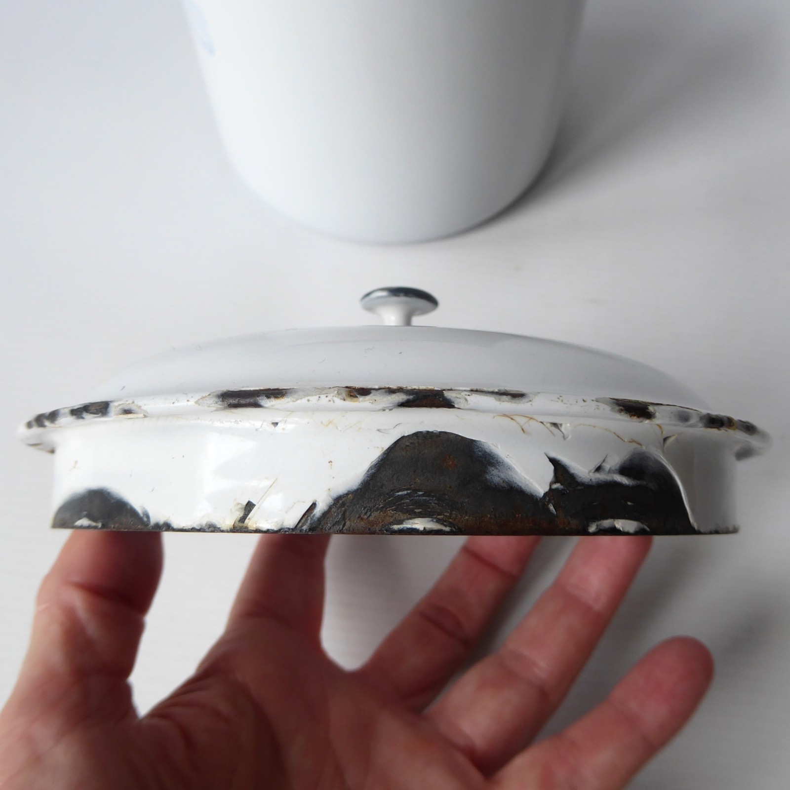 Kockums Sweden old enamel Sultanas kitchen storage pot tin canister container - Image 17