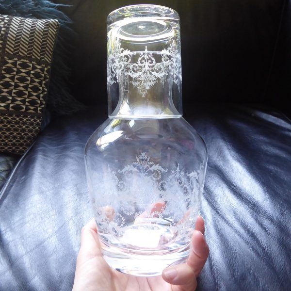 Laura Ashley Josette bedside water carafe and tumbler glass. Fine floral print - Image 3