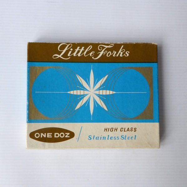 Little Forks set 12 steel cocktail pickle nibbles snack forks, 1950s mid century - Image 5