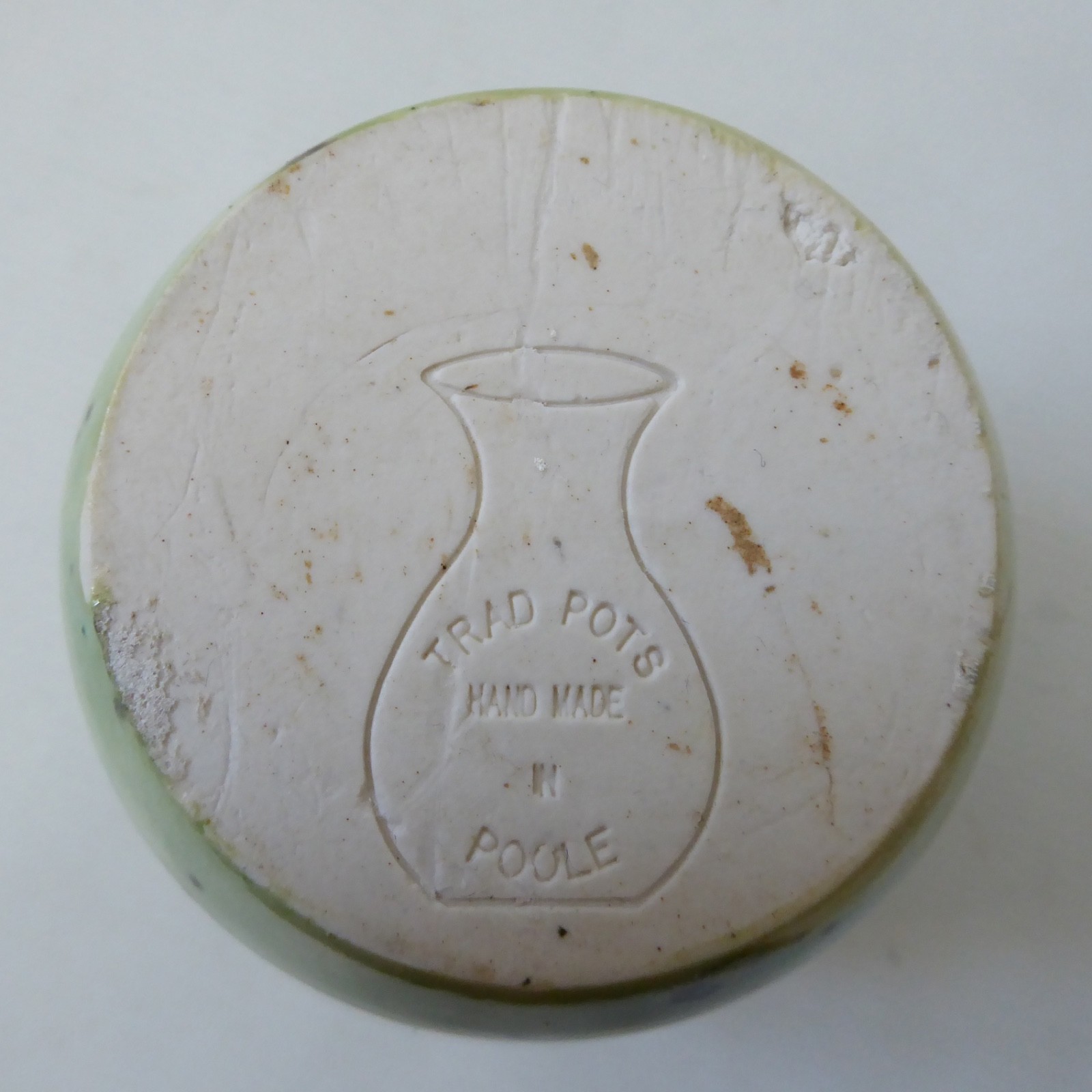 Mark Baker at Trad Pots Poole vintage art pottery vase, lime olive green spotty - Image 12