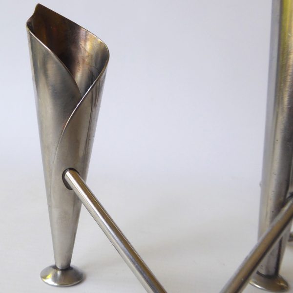 Mid century Danish stainless steel candle holder, candlestick. Modernist 3 cones - Image 7