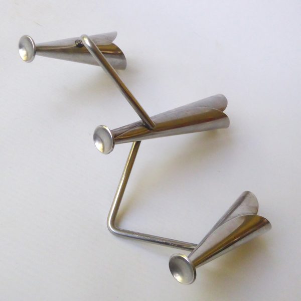 Mid century Danish stainless steel candle holder, candlestick. Modernist 3 cones - Image 8