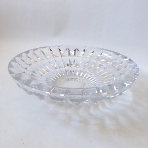 Mid century Maleras Folke Walving clear 9" art glass bowl Signed vintage Swedish