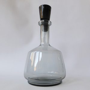 Mid century drinks decanter, smokey grey glass, modernist 1960s 1970s barware