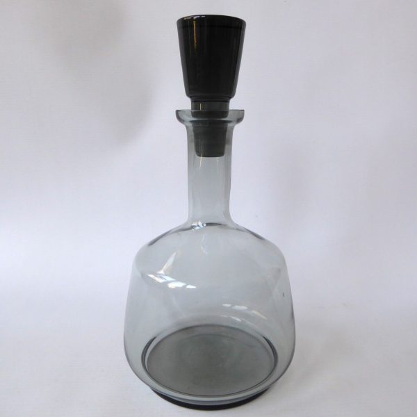 Mid century drinks decanter, smokey grey glass, modernist 1960s 1970s barware - Image 7