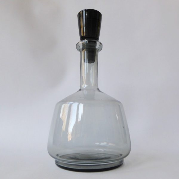 Mid century drinks decanter, smokey grey glass, modernist 1960s 1970s barware