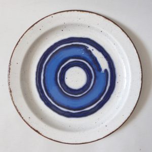 Midwinter Stonehenge Moon large side plate 8", blue stripe Creation 70s retro