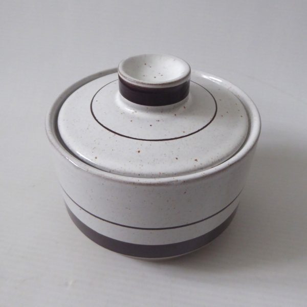 Midwinter Stoneware lidded sugar bowl brown stripes. 1970s retro ceramic pottery - Image 3