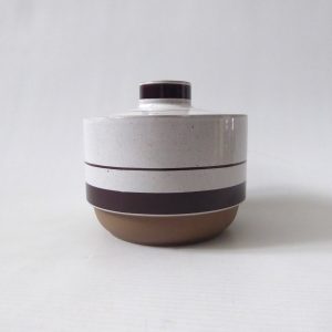 Midwinter Stoneware lidded sugar bowl brown stripes. 1970s retro ceramic pottery