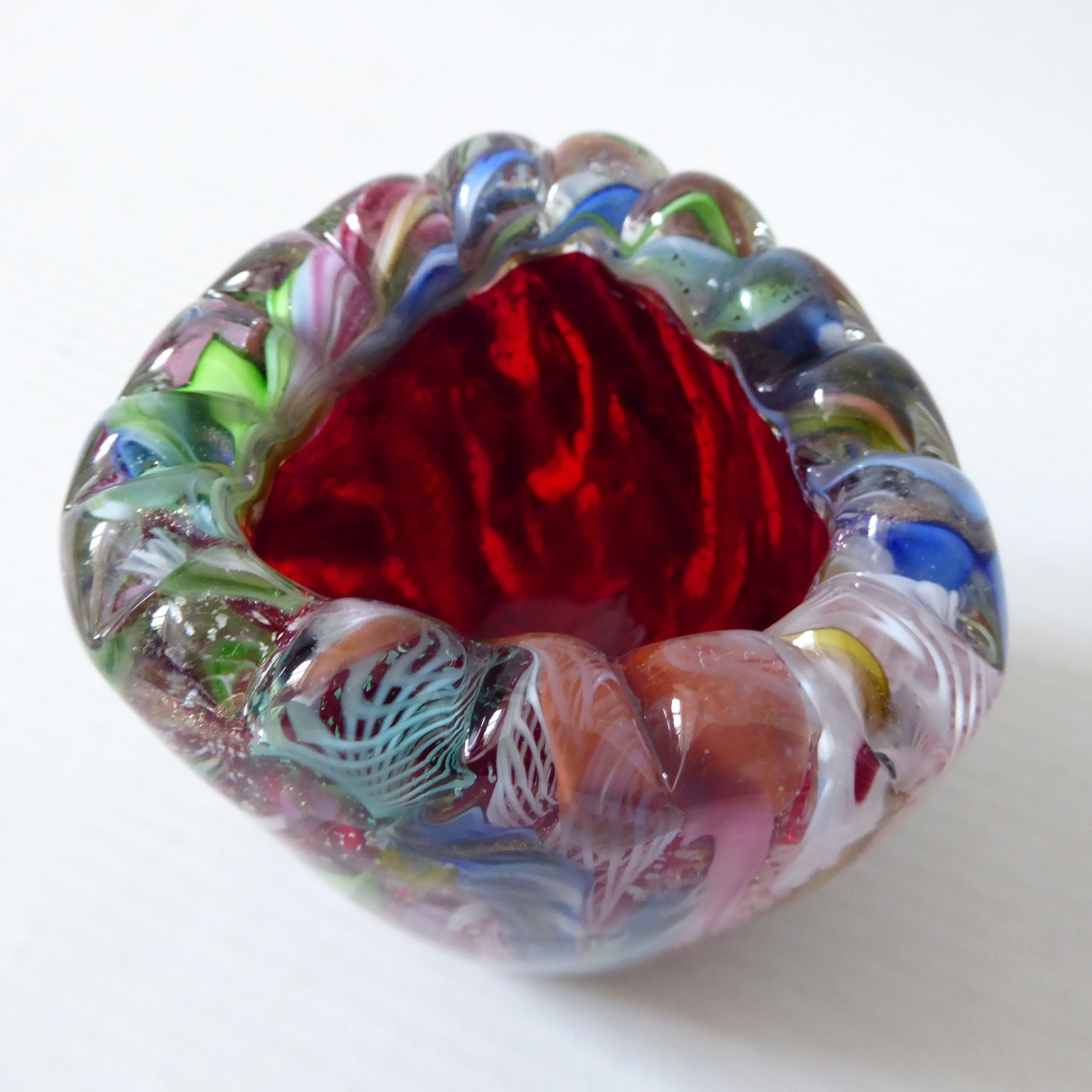 Murano AVEM Bizantino Tutti Frutti small vase/match holder. Vintage mid century - Image 2