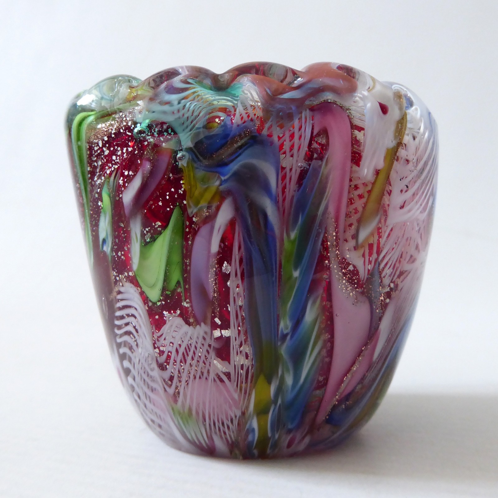 Murano AVEM Bizantino Tutti Frutti small vase/match holder. Vintage mid century - Image 4