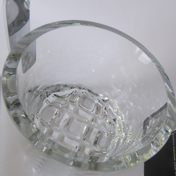 Orrefors Erik vintage crystal glass ice bucket, boxed + tongs. Olle Alberius 70s - Image 12