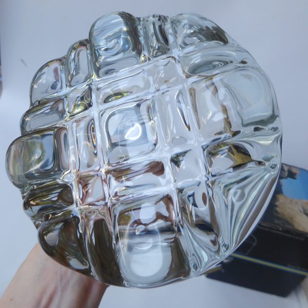Orrefors Erik vintage crystal glass ice bucket, boxed + tongs. Olle Alberius 70s - Image 18