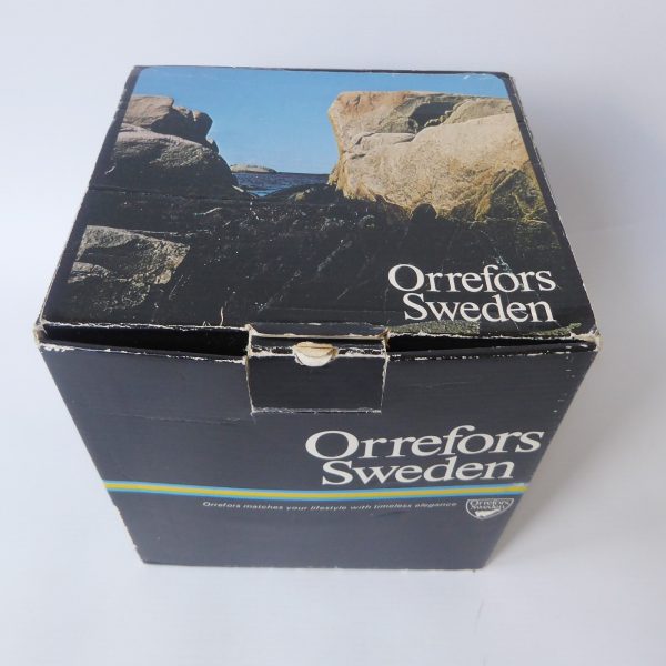 Orrefors Erik vintage crystal glass ice bucket, boxed + tongs. Olle Alberius 70s - Image 20