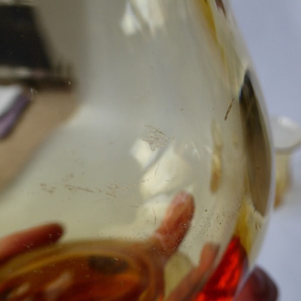 Pair vintage art glass vases, mid century 1940s/50s. Amber large footed vessels - Image 13