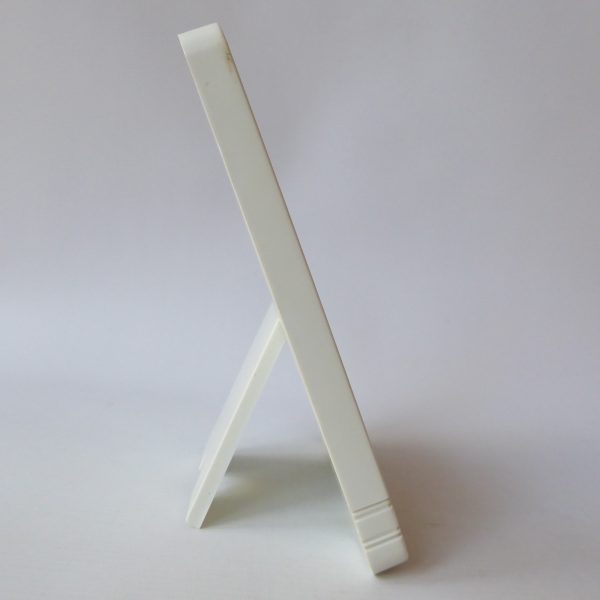 Retro 1970s 1980s small dressing table makeup mirror, white plastic 7", vintage - Image 5