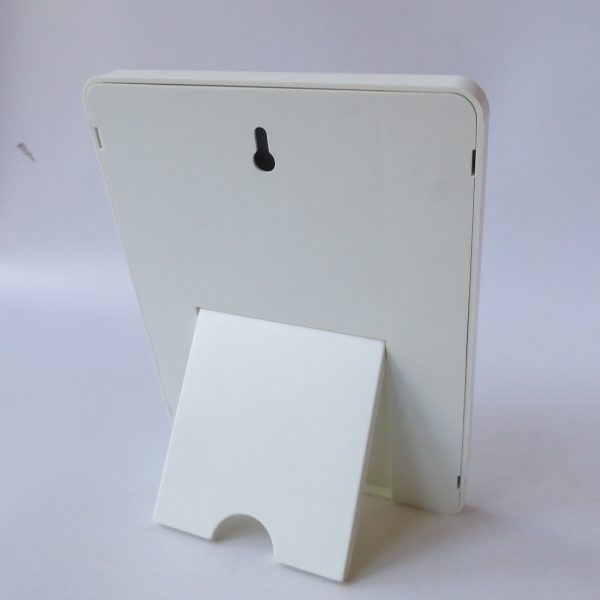 Retro 1970s 1980s small dressing table makeup mirror, white plastic 7", vintage - Image 8
