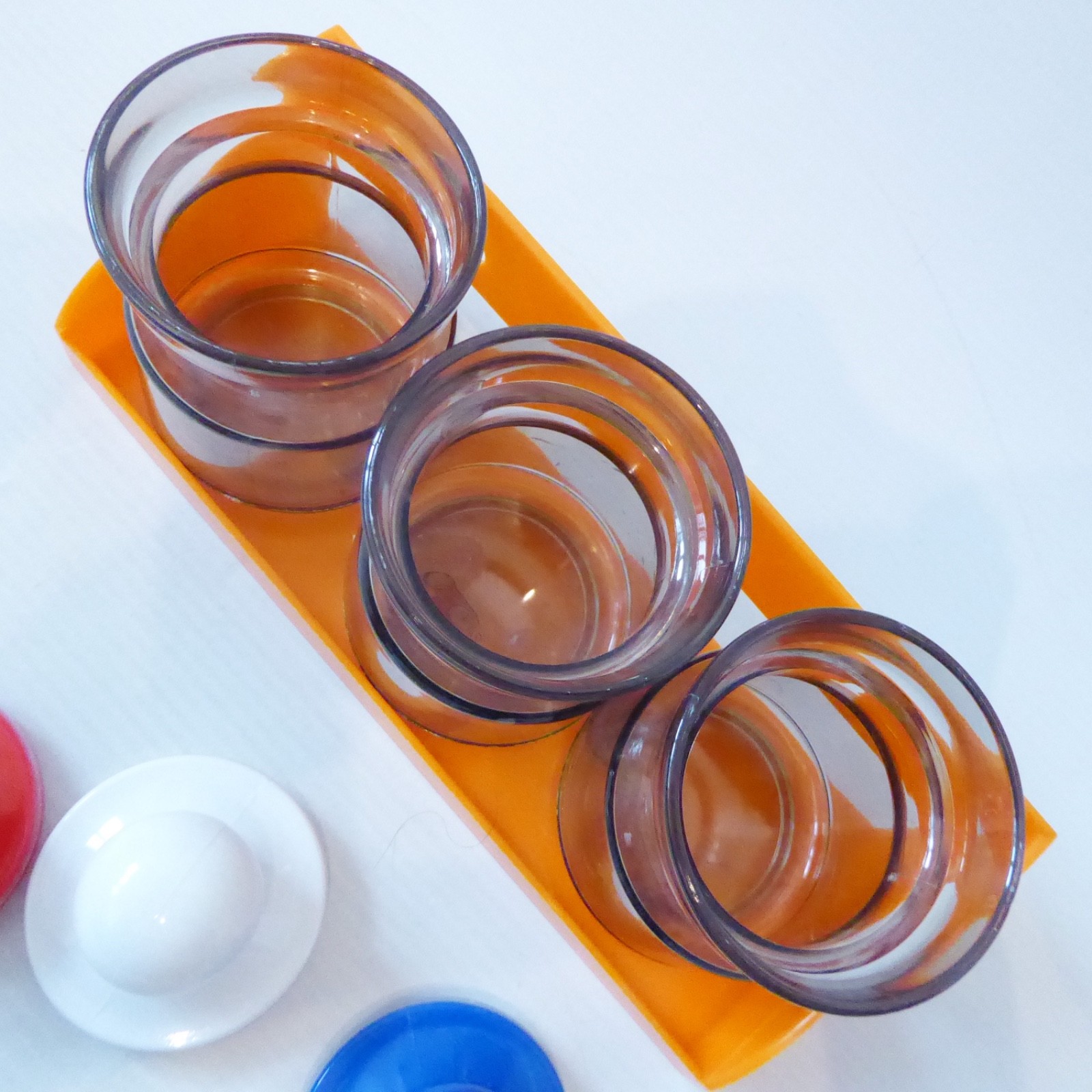 Retro small plastic kitchen pots and orange storage shelf. 1970s jars containers - Image 12