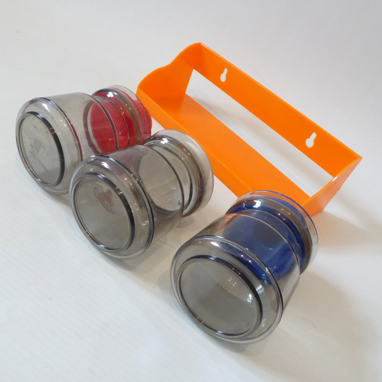 Retro small plastic kitchen pots and orange storage shelf. 1970s jars containers - Image 13