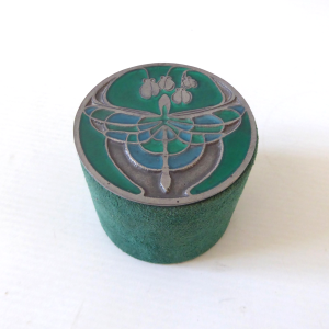 Richard Coley Nouveau Studios pewter dragonfly jewellery/trinket box green suede