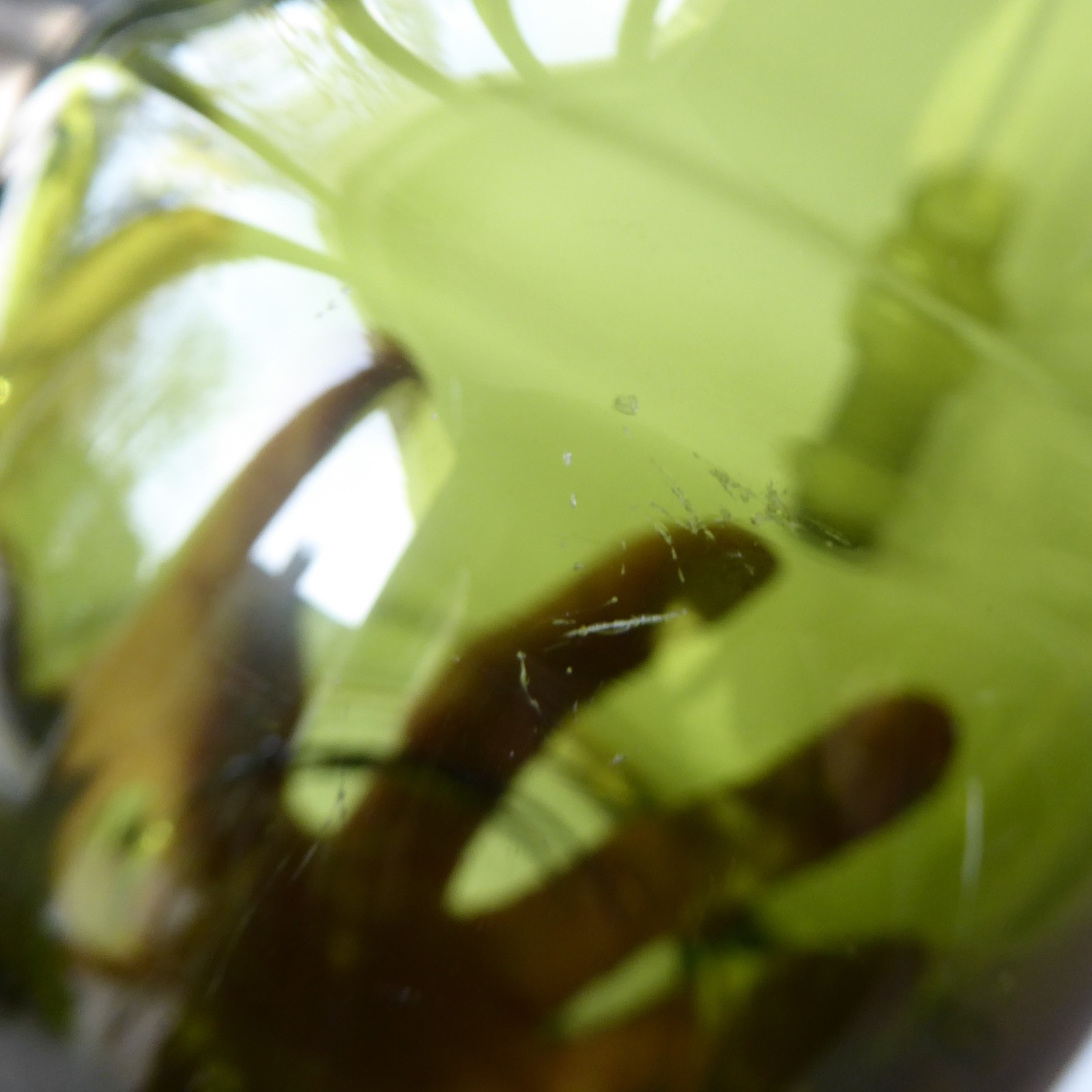 Riihimaki 1483 tall vintage art glass vase, olive green Finland Riihimaen Lasi - Image 10