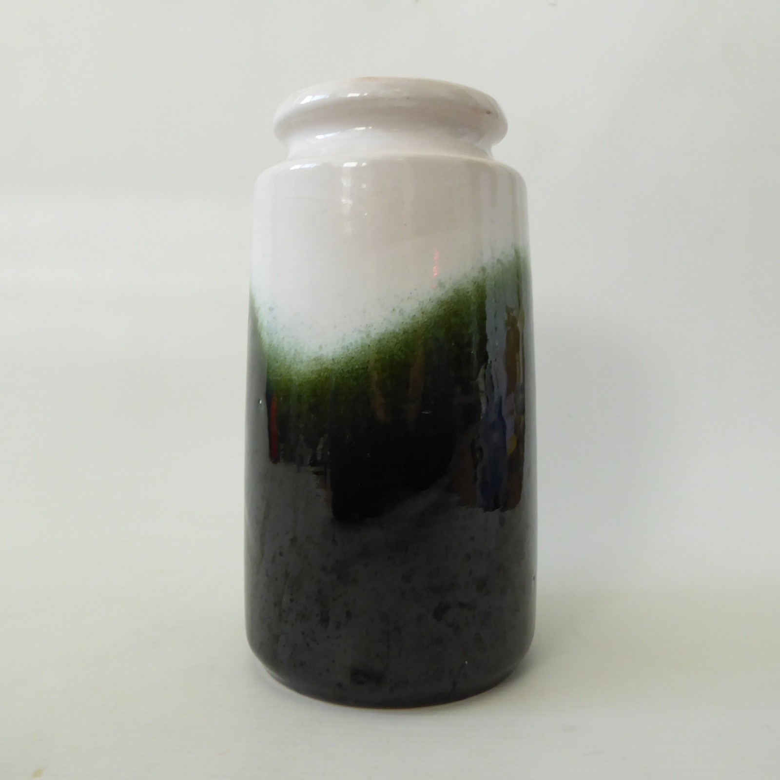 Scheurich West German vase 201-18, deep green & white, ceramic pottery, vintage - Image 3