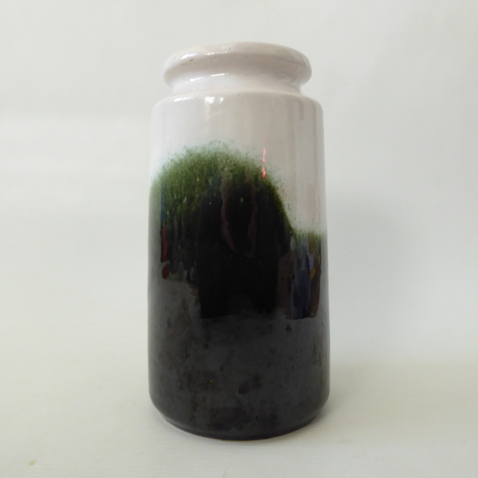 Scheurich West German vase 201-18, deep green & white, ceramic pottery, vintage - Image 4