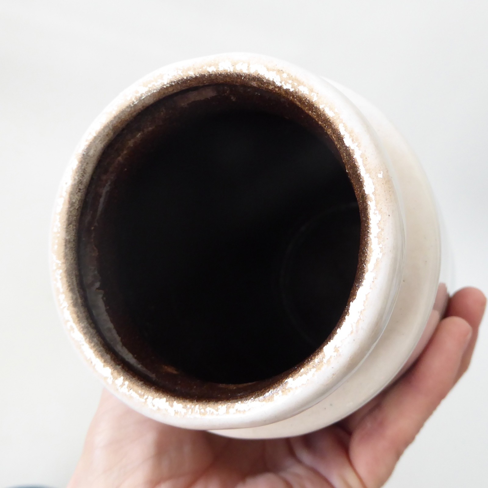 Scheurich West German vase 201-18, deep green & white, ceramic pottery, vintage - Image 8