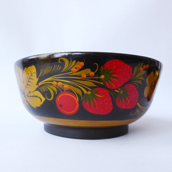 Set 6 vintage USSR Soviet Russian Lacquer Ware bowls & spoon. Khokhloma gold 70s - Image 7